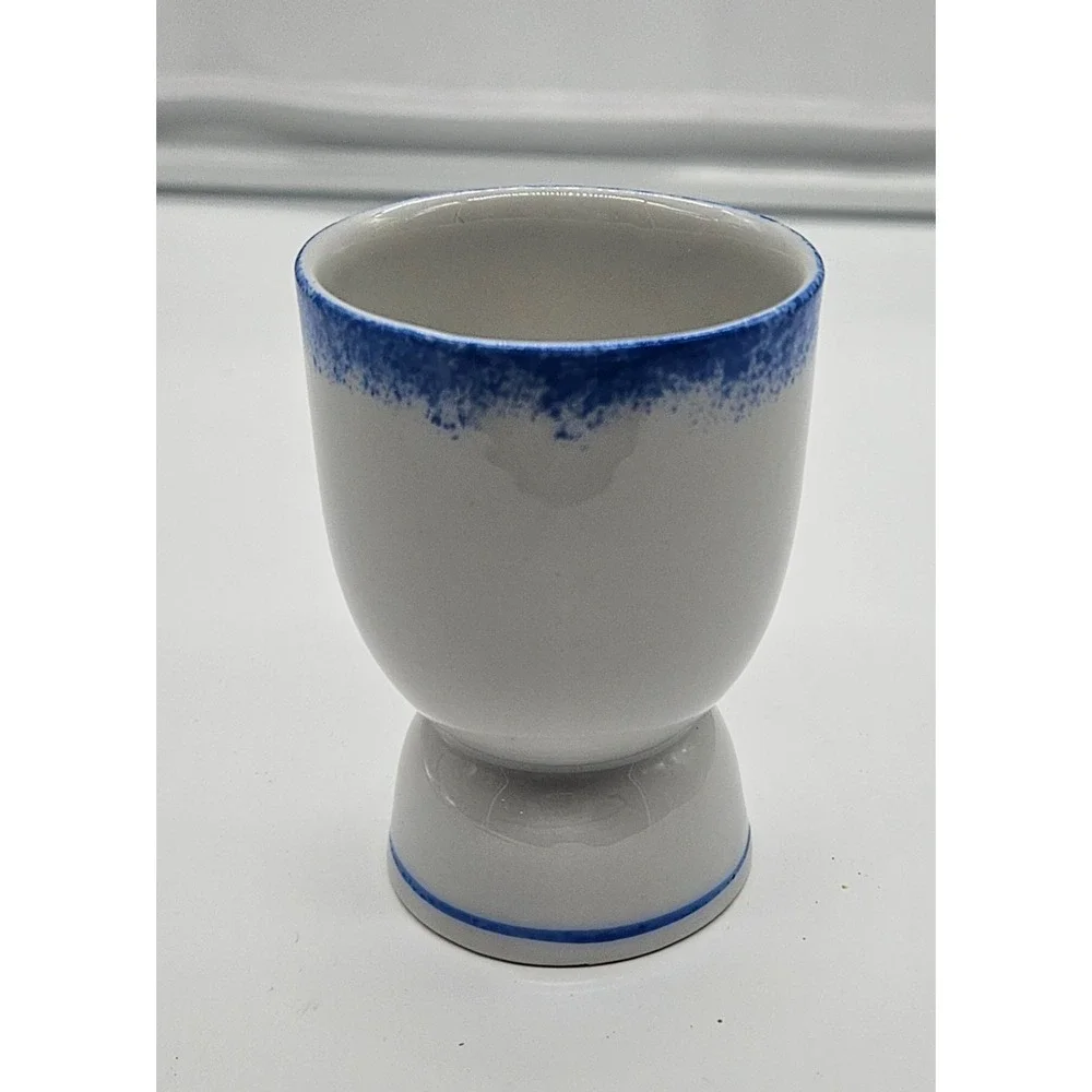 Vintage Egg Cup White Blue Cityscape Design‎ Breakfast Kitchen Decor